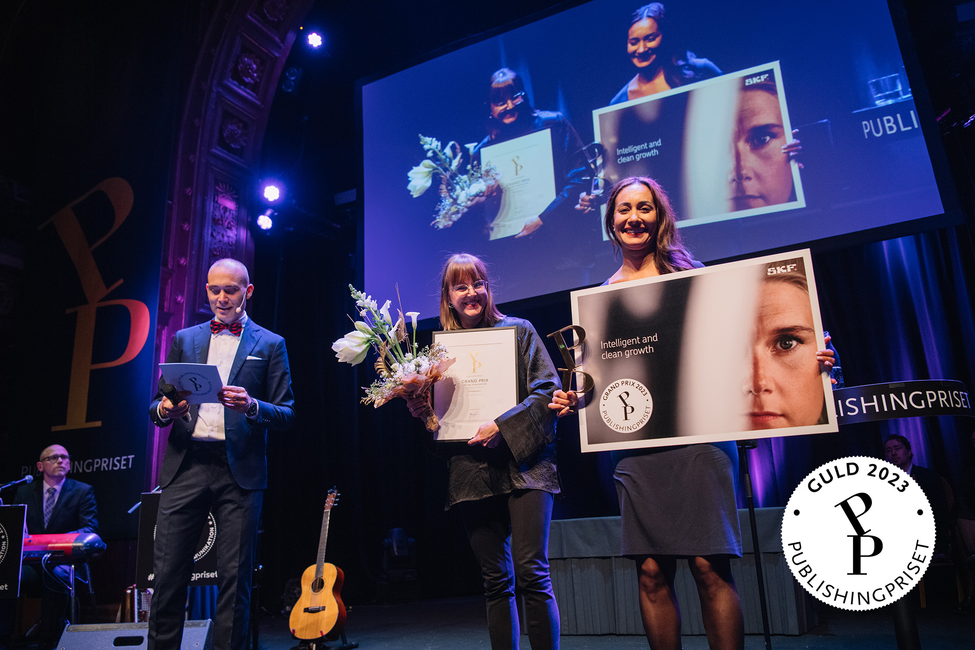 Representanter från Solberg på scen under Publishingpriset 2023