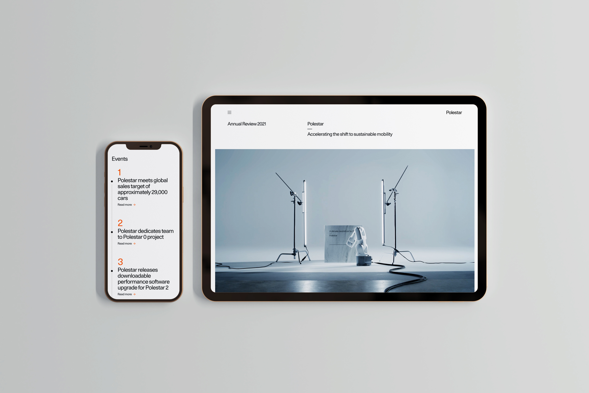 Polestar annual review 2021 on mobile and tablet